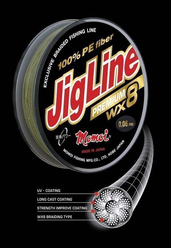 Шнур JigLine Premium WX8 0, 16 мм, 13 кг, 100 м,  хаки