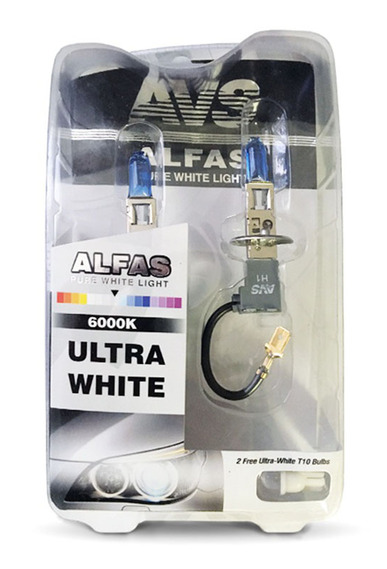 Автолампа газонаполненная AVS ALFAS Pure-White 6000К H3 12V 85W (2шт.+2(Т-10)шт.)