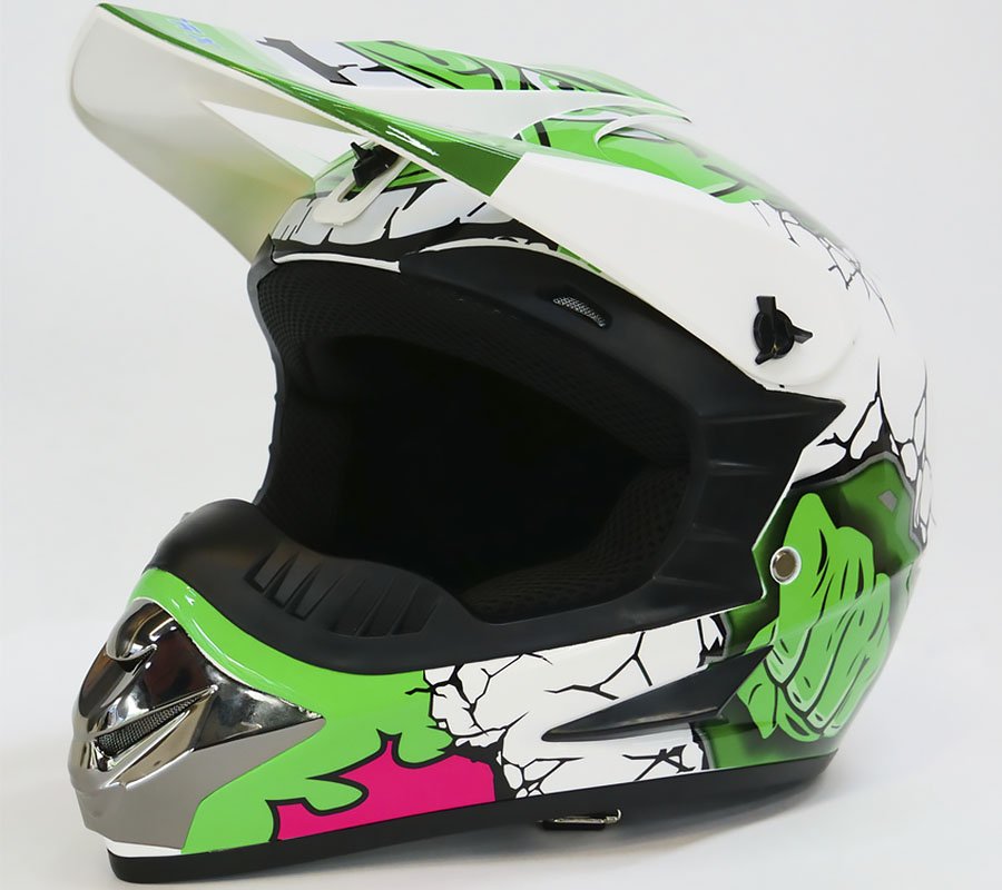 Шлем детский кроссовый MOTAX белый-зеленый (G8) (49-50) S