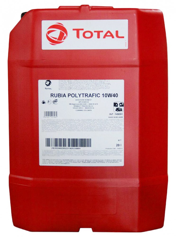 TOTAL RUBIA POLYTRAFIC 10W40 CH-4/CI-4/SJ 20L полусинтетическое моторное масло