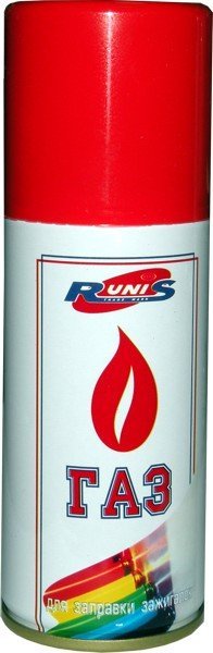 Газ для зажигалок "RUNIS" Premium метал. баллон 210 мл. с переходником