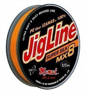 Шнур JigLine MX 8 Super Silk 0,12 мм,10 кг,100 м оранжевый