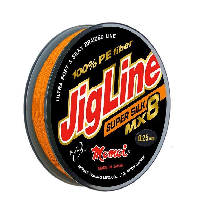 Шнур JigLine MX 8 Super Silk 0,19 мм,16 кг,100 м оранжевый