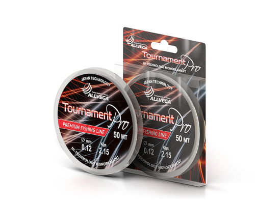 Леска ALLVEGA поводковая "Tournament Pro Premium" 0,19мм (50м) (5,9г) прозрачная TPRON5019