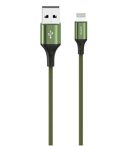 Кабель BASIC USB 2.0 - lightning (1, 2м,  2, 1А) текстильная оплетка,  зеленый OLMIO (41651)