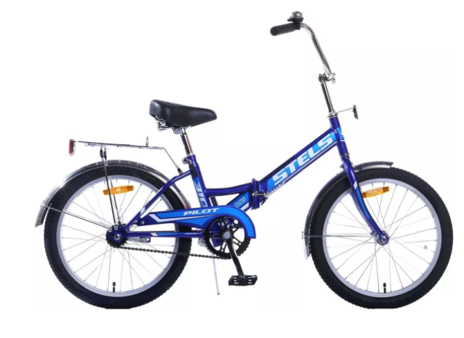 Велосипед колёса 20" складной STELS Pilot 410, 1 скорость, рама сталь 13,5" (синий)