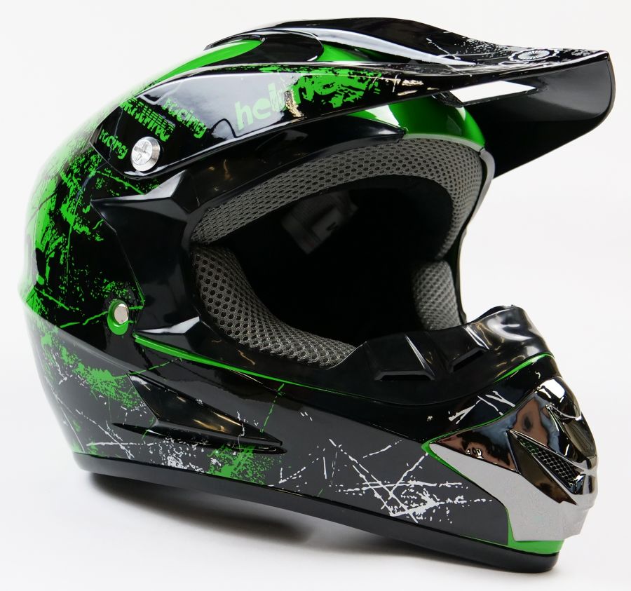 Шлем детский кроссовый MOTAX черно-зеленый (G4) (51-52) М