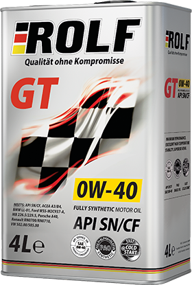 ROLF GT 0W40 SN/CF 4л синтетическое моторное масло
