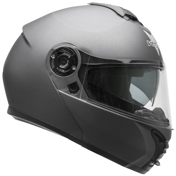 Шлем модуляр для снегохода VEGA VR1 (Стекло с подогревом + маска) Solid титановый матовый XL