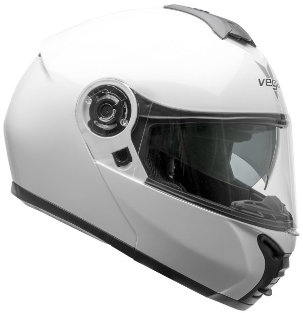Шлем модуляр для снегохода VEGA VR1 (Стекло с подогревом + маска) Solid белый глянцевый L