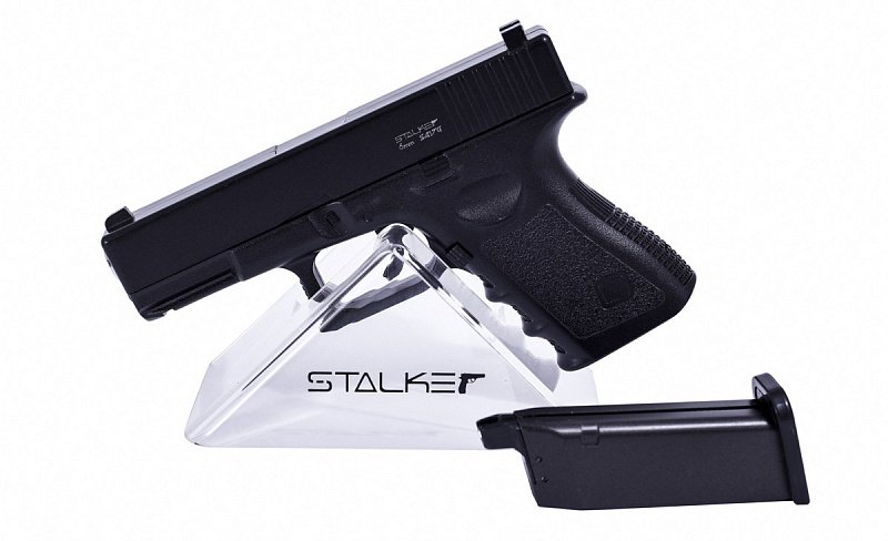 Пистолет пневматический Stalker SA17G Spring (аналог Glock 17),  к.6мм,  мет.корпус,  магазин 11шар,  до 80м/с,  черный