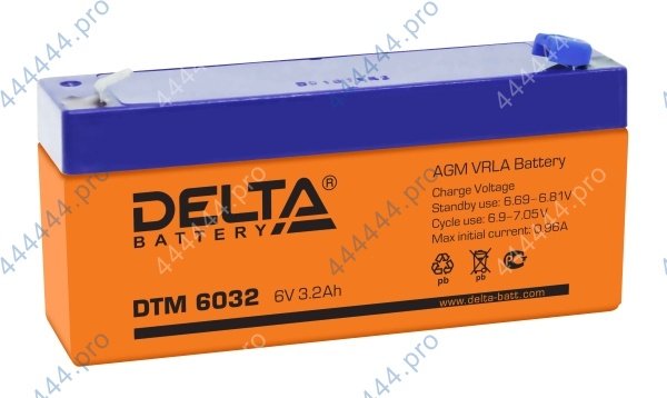 мото  6/3.2А DELTA DTM6032 AGM  Аккумулятор зал/зар.