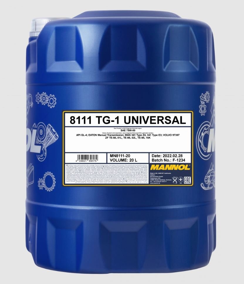 MANNOL TG-1 Universal 75W80 GL-4 8111 20л синтетическое трансмиссионное масло