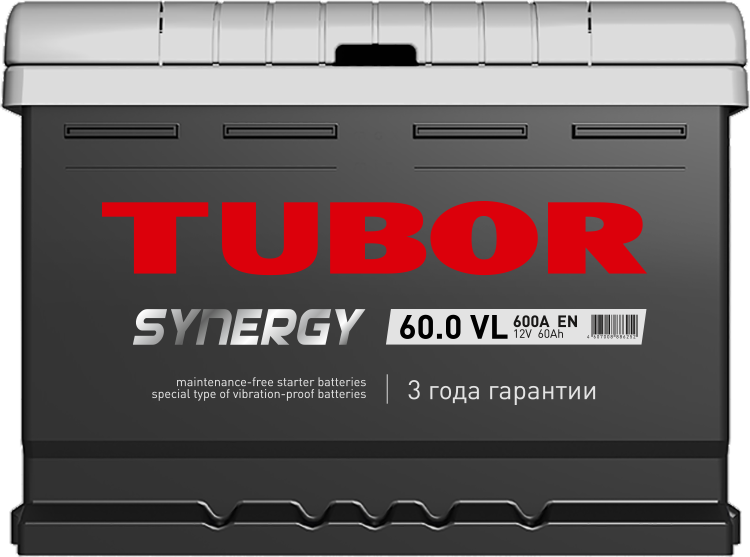 6СТ 60 TUBOR SYNERGY ЕВРО низкая Аккумулятор зал/зар