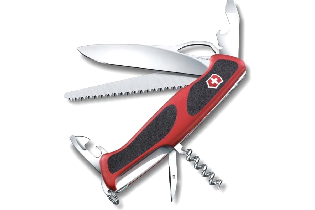 Нож Victorinox RangerGrip 79 (0.9563.MC),  130мм,  12 ф.,  красный/черный