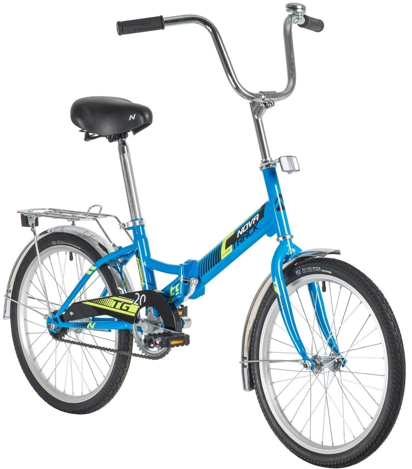Велосипед колёса 20" складной NOVATRACK TG201,  1 скорость,  рама сталь 12, 5" (синий)
