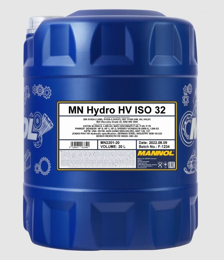 MANNOL Hydro HV ISO 32 (HVLP-32) 2201 20л гидравлическое масло