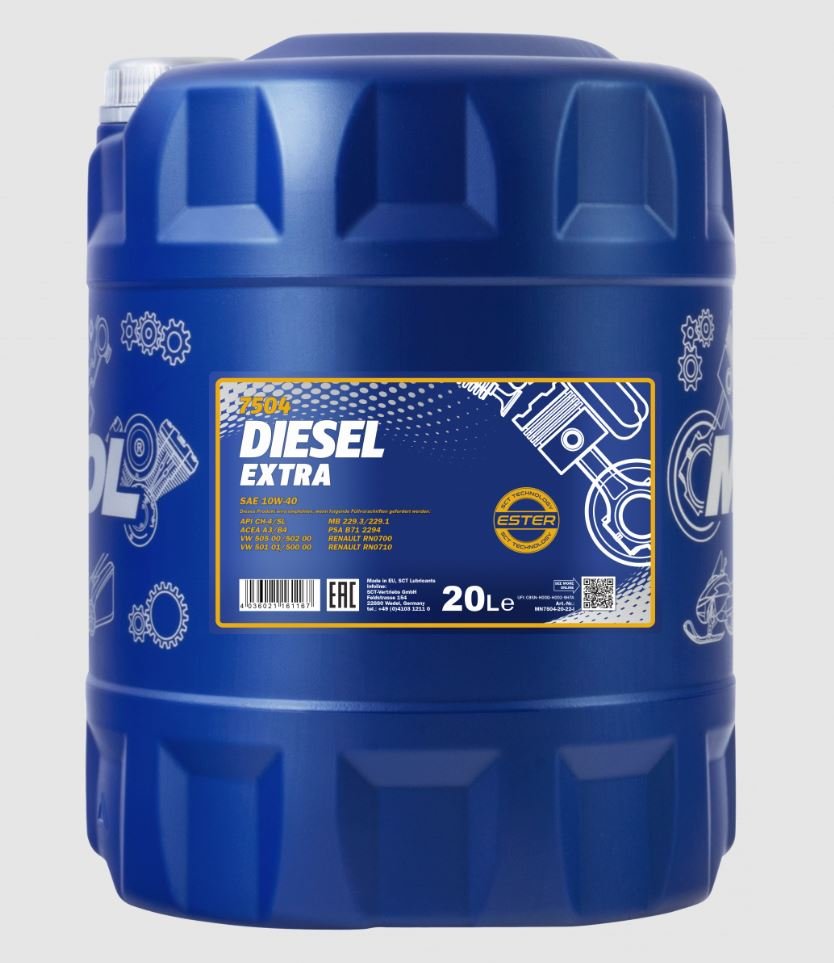 MANNOL Diesel Extra 10W40 7504 20л полусинтетическое моторное масло