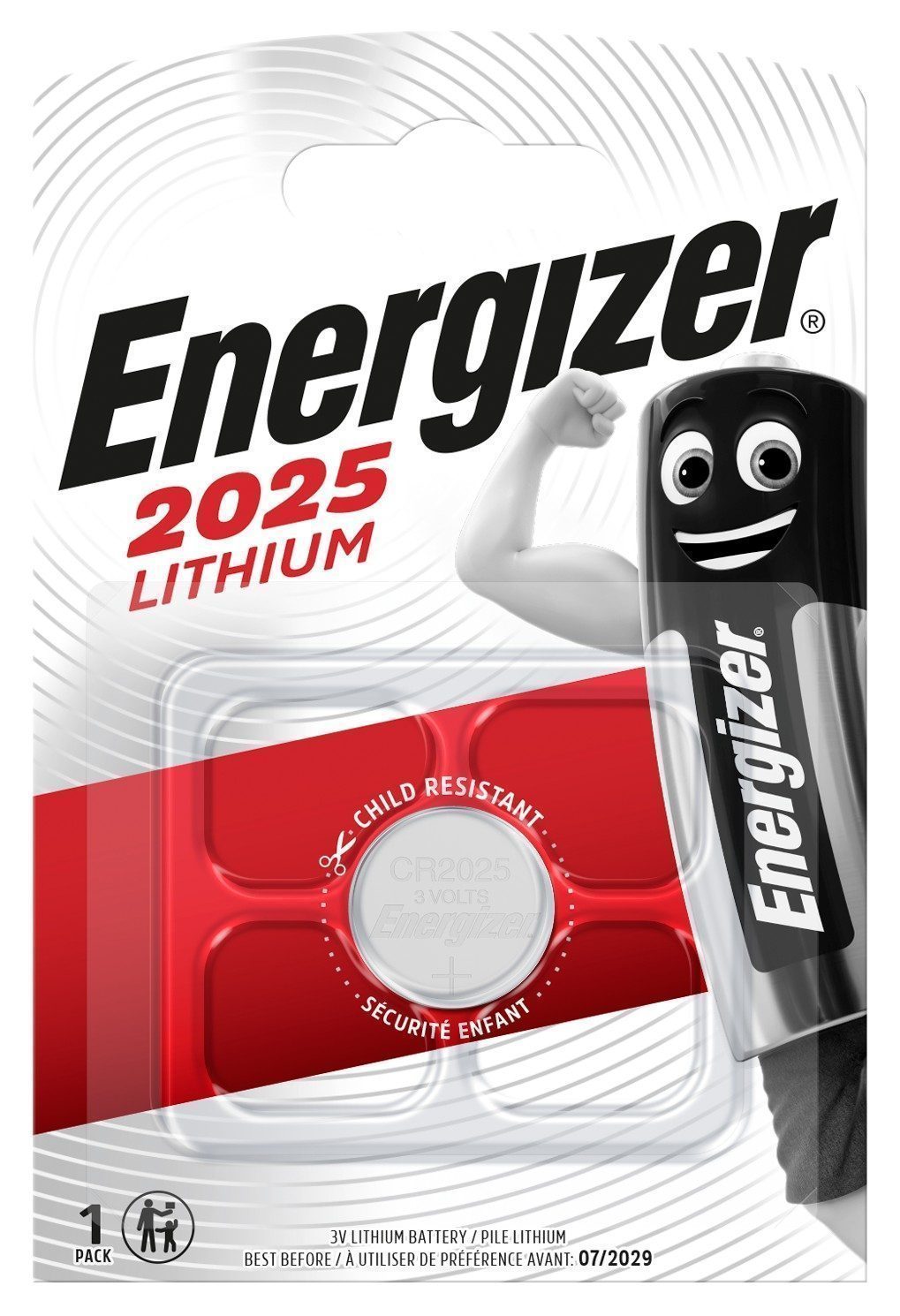 Батарейка CR2025 3В BL1 Lithium Energizer литиевая 1 шт. E301021602