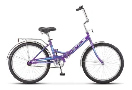Велосипед колёса 24" складной STELS Pilot 710,  1 скорость,  рама сталь 16" (фиолетовый)