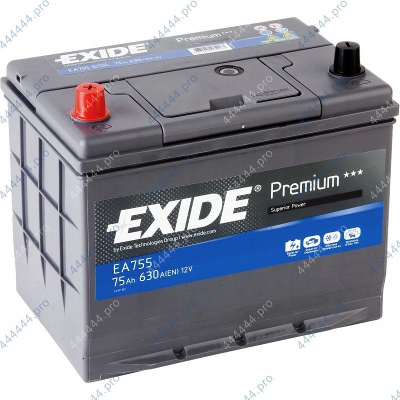 75* EXIDE Premium EA755 Аккумулятор зал/зар