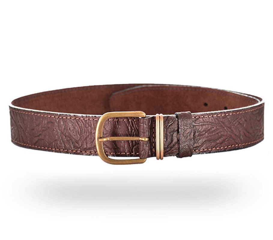 Ремень поясной брючный коричневый 35 мм кожа/велюр (№ 2)