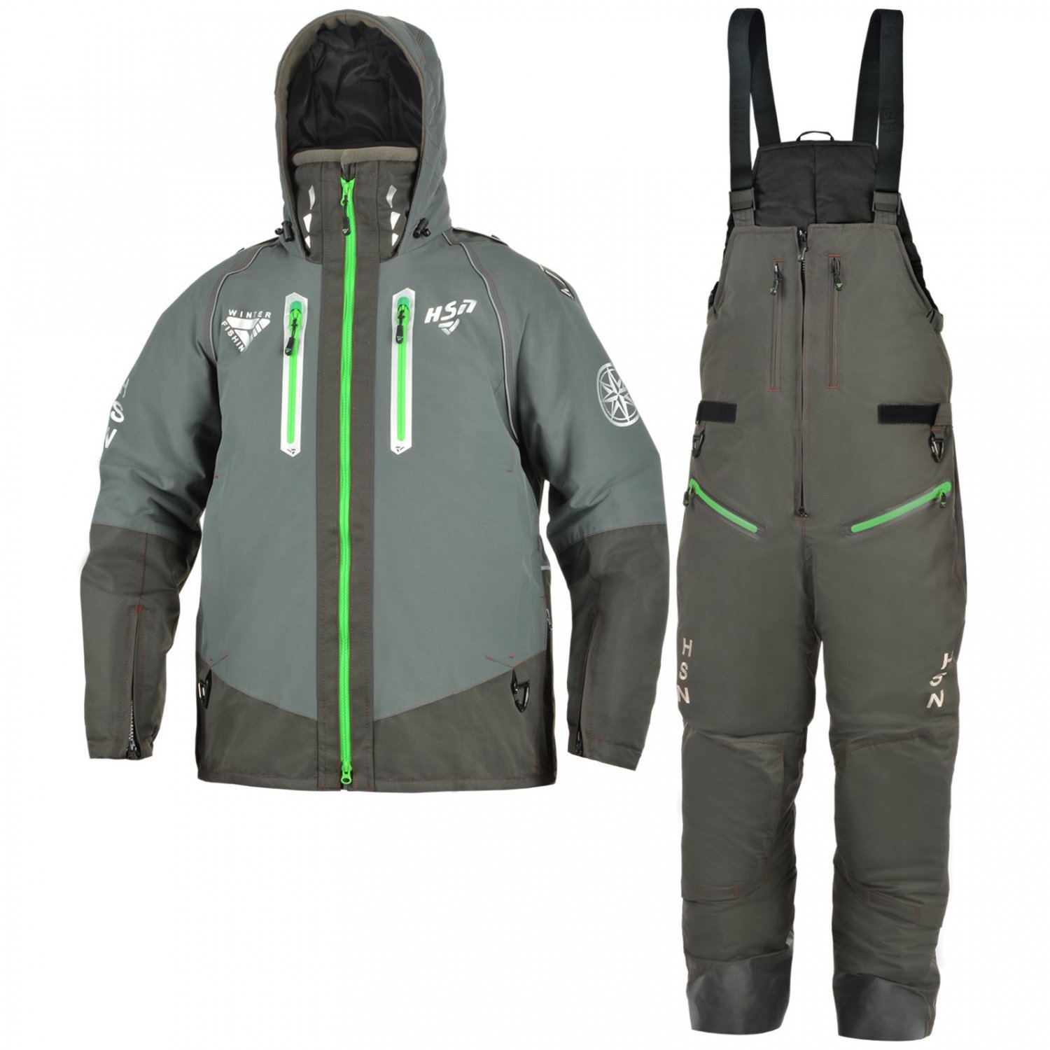 костюм мужской зимний "арктика iii new" -45, hardguard, серый (зеленые молнии) (56-58/176)