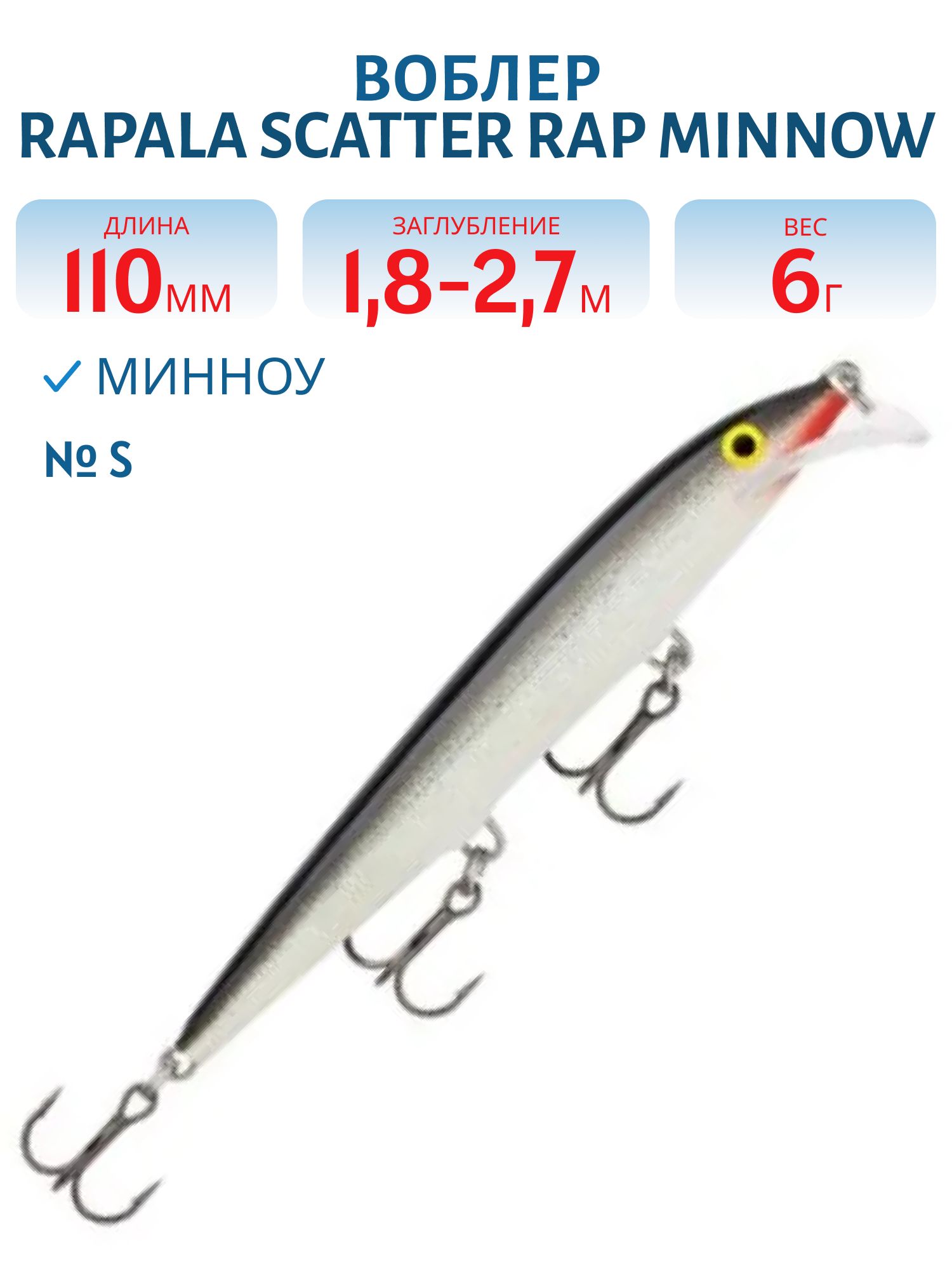 Воблер Rapala Scatter Rap Minnow 11 /S