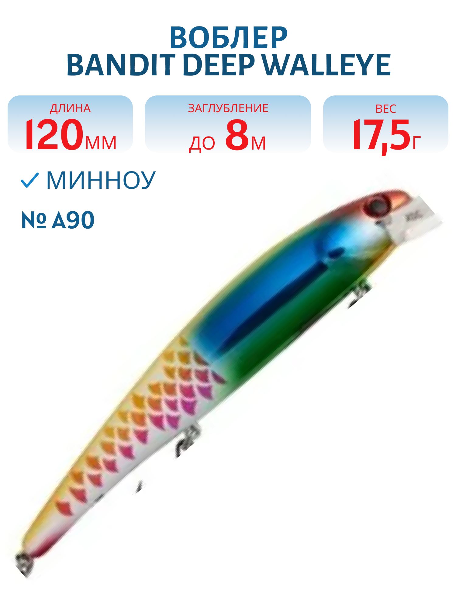Воблер BANDIT DEEP WALLEYE A90