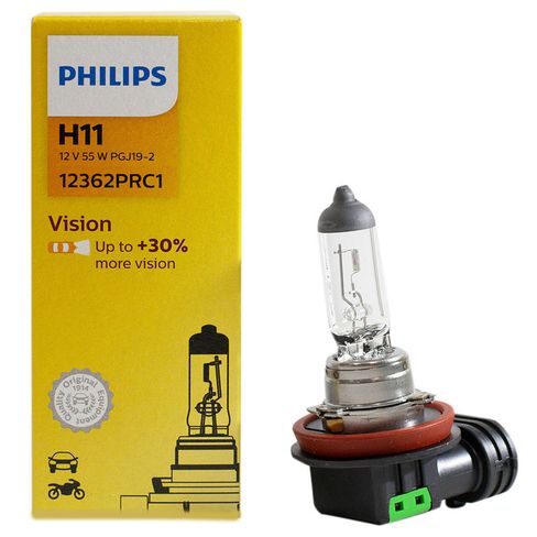 автолампа галогеновая h11 12v-55 philips vision (1шт.) (12362prc1)