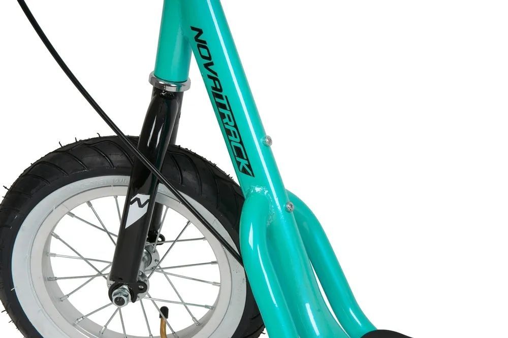 Самокат внедорожный Novatrack ручной тормоз V-brake, мягкая накладка на руле (до 100кг) (бирюзовый)