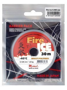 Леска Fire Ice 0,117 мм, 1,5 кг, 30 м, красная, Barrier Pack