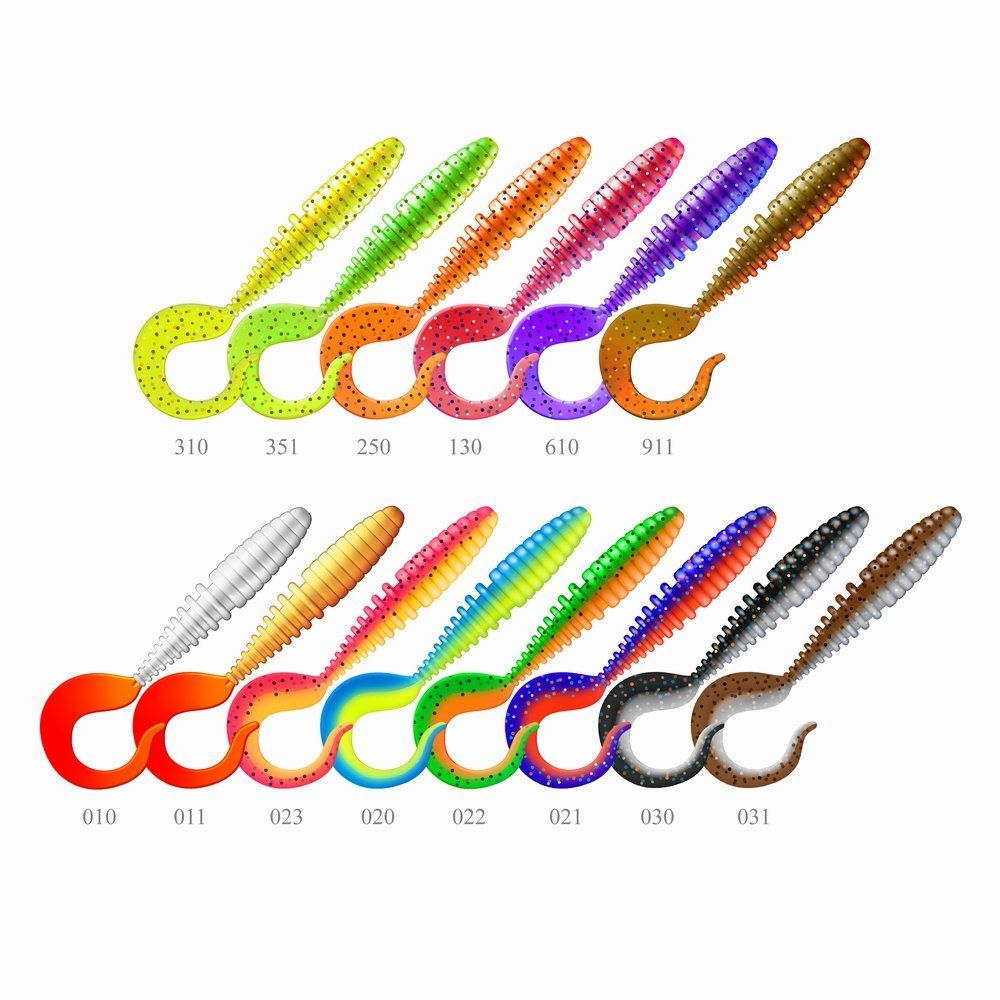 Приманка ZUB-TWIST 75мм-6шт,  (цвет 020) желто-синий