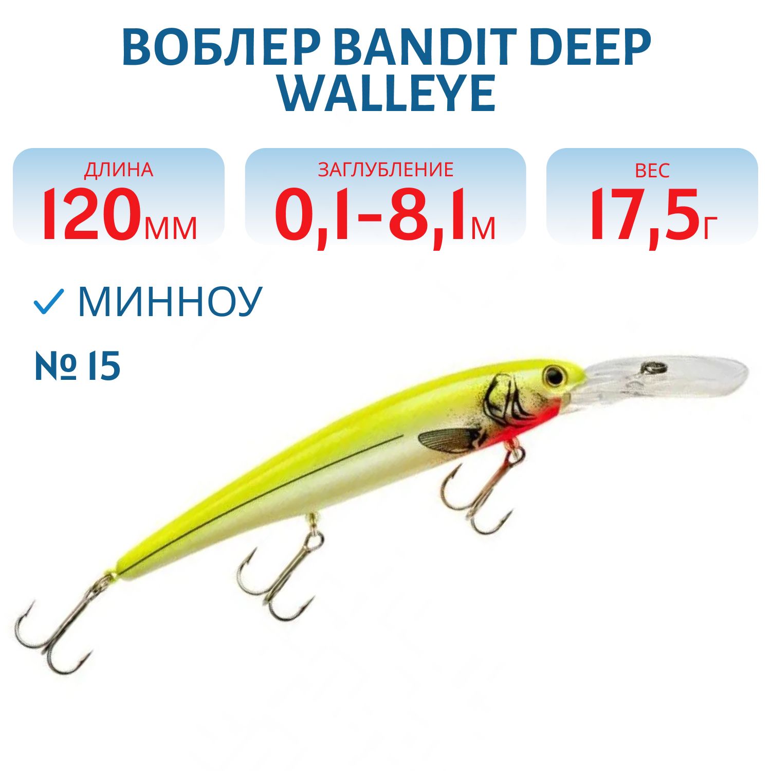 Воблер BANDIT DEEP WALLEYE 15