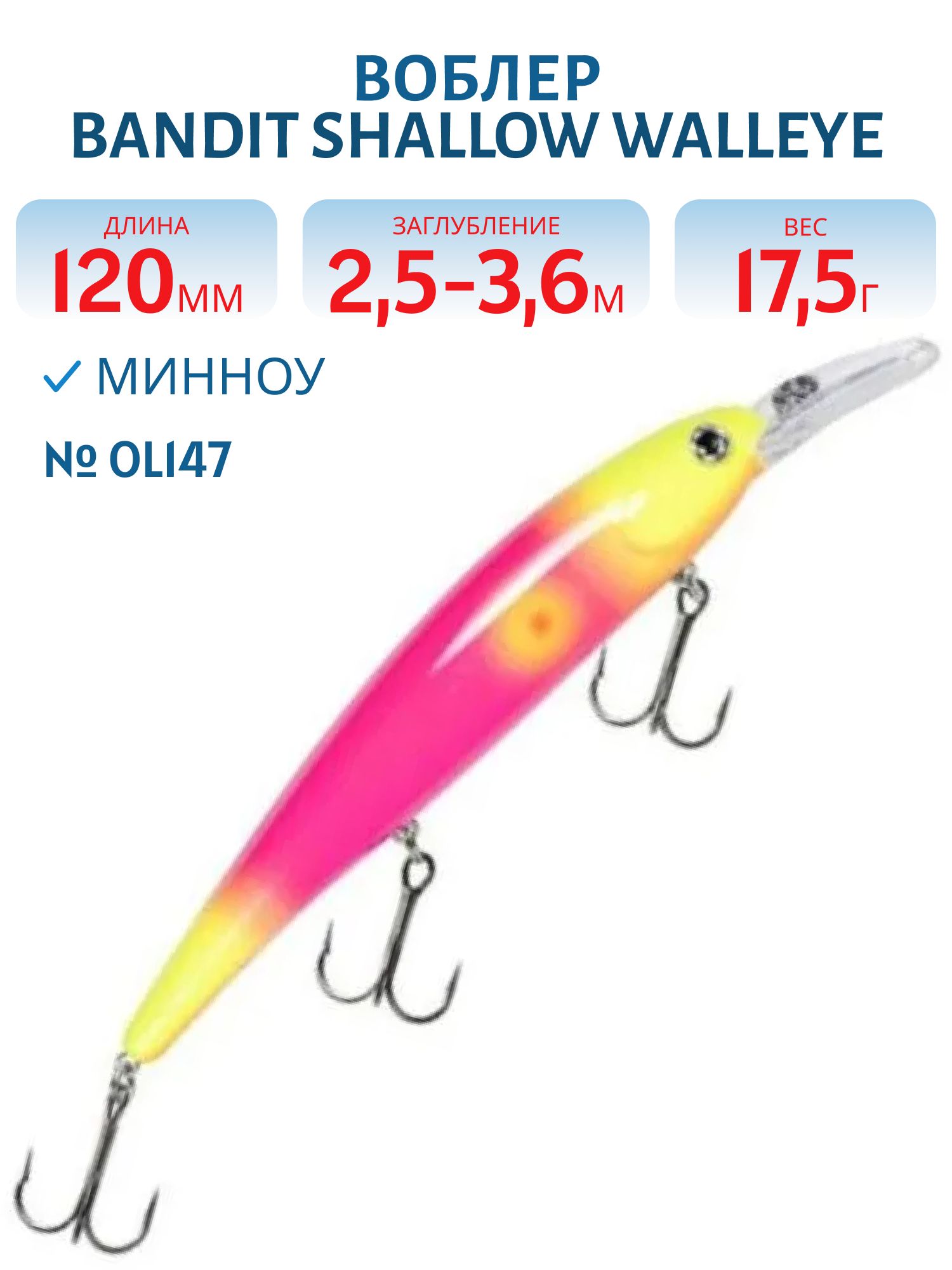 Воблер BANDIT SHALLOW WALLEYE OL147