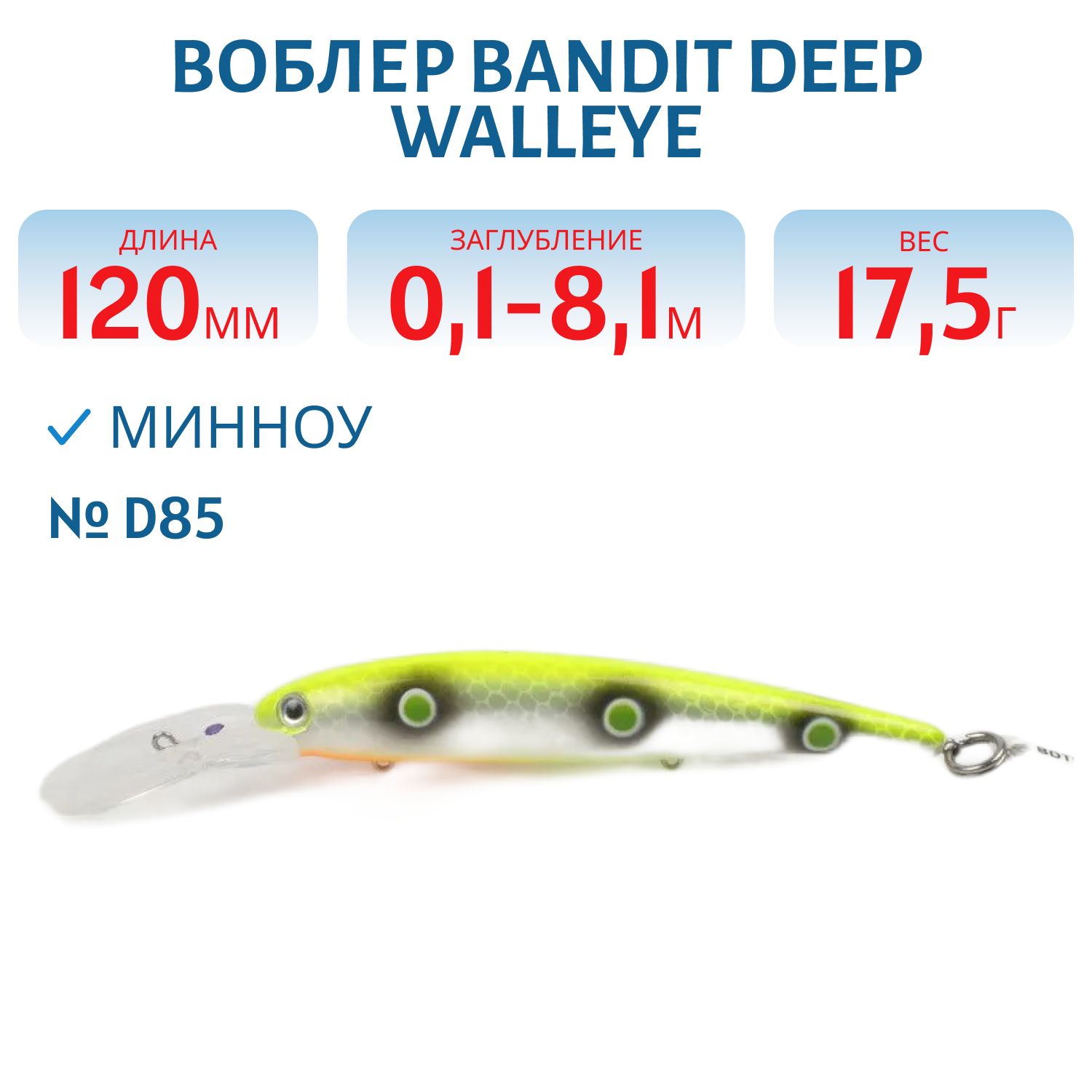 Воблер BANDIT DEEP WALLEYE D85