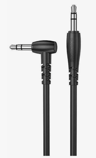 Аудиокабель AUX (3.5мм,  длина 1м,  угловой,  черный) Jack Borofone (48680)