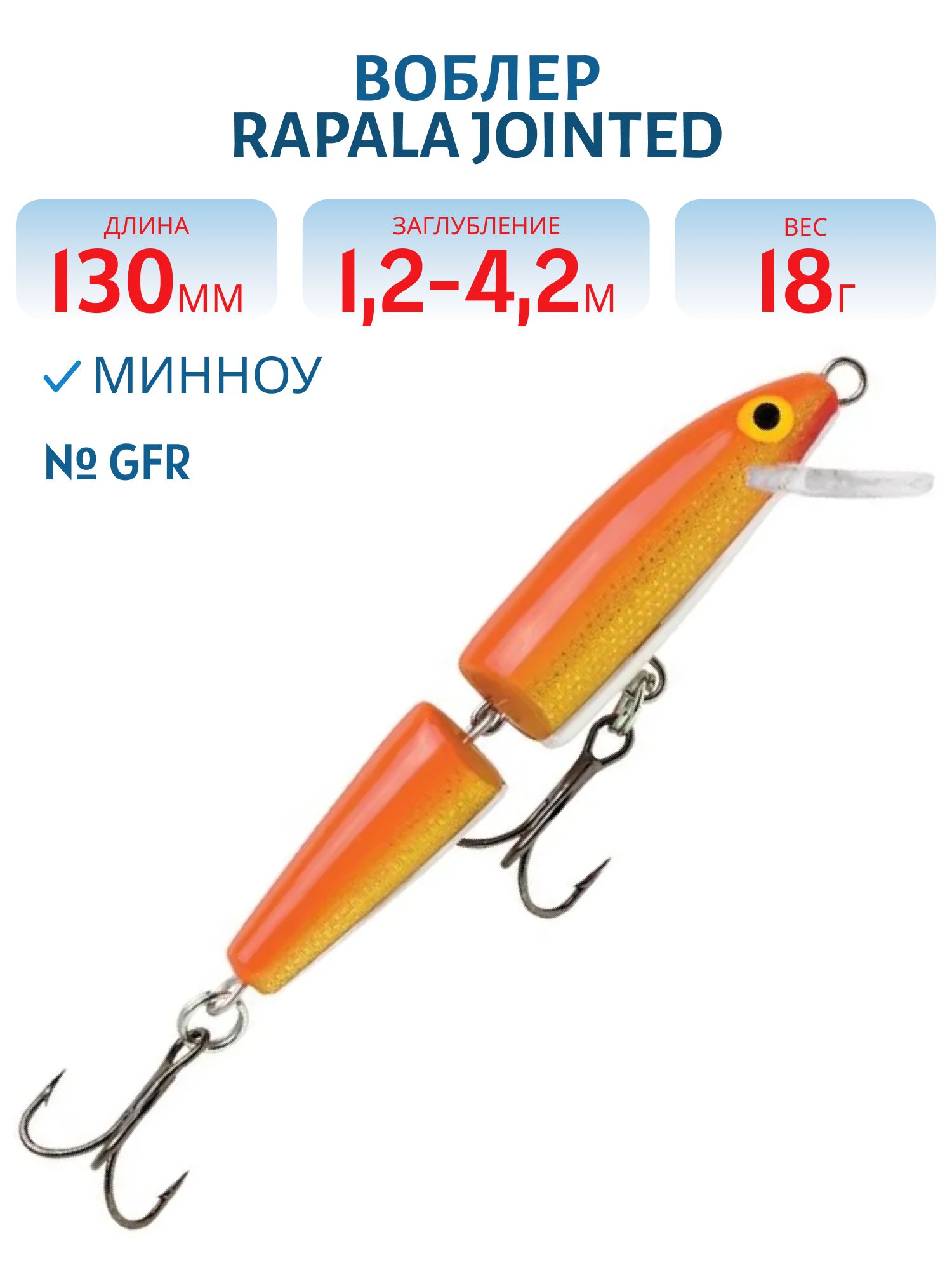 Воблер Rapala Jointed 13 /GFR