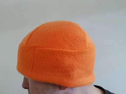 шапка флисовая двусторонняя цв.хаки/оранжевый р.56-58