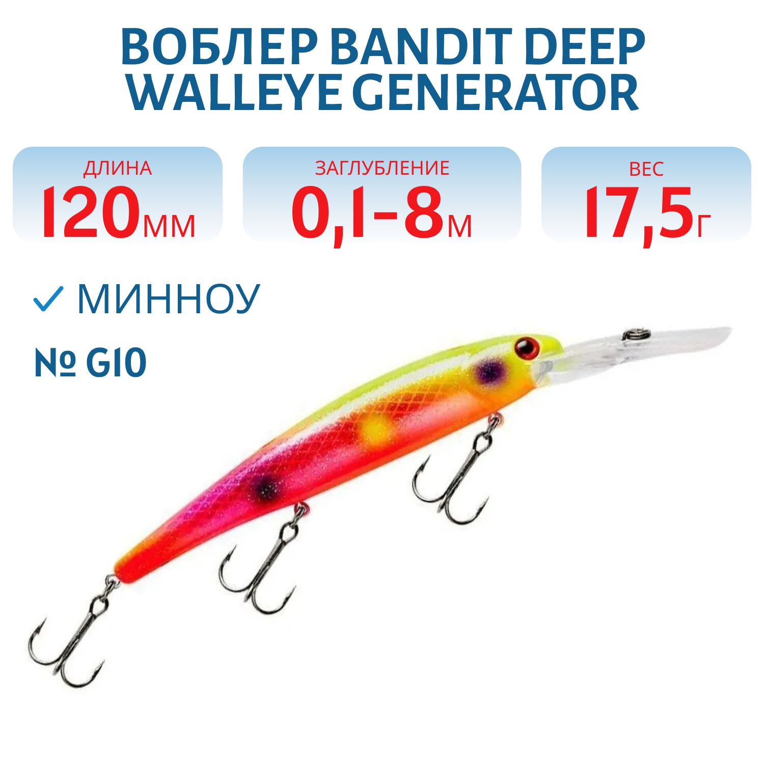 Воблер BANDIT DEEP WALLEYE GENERATOR G10