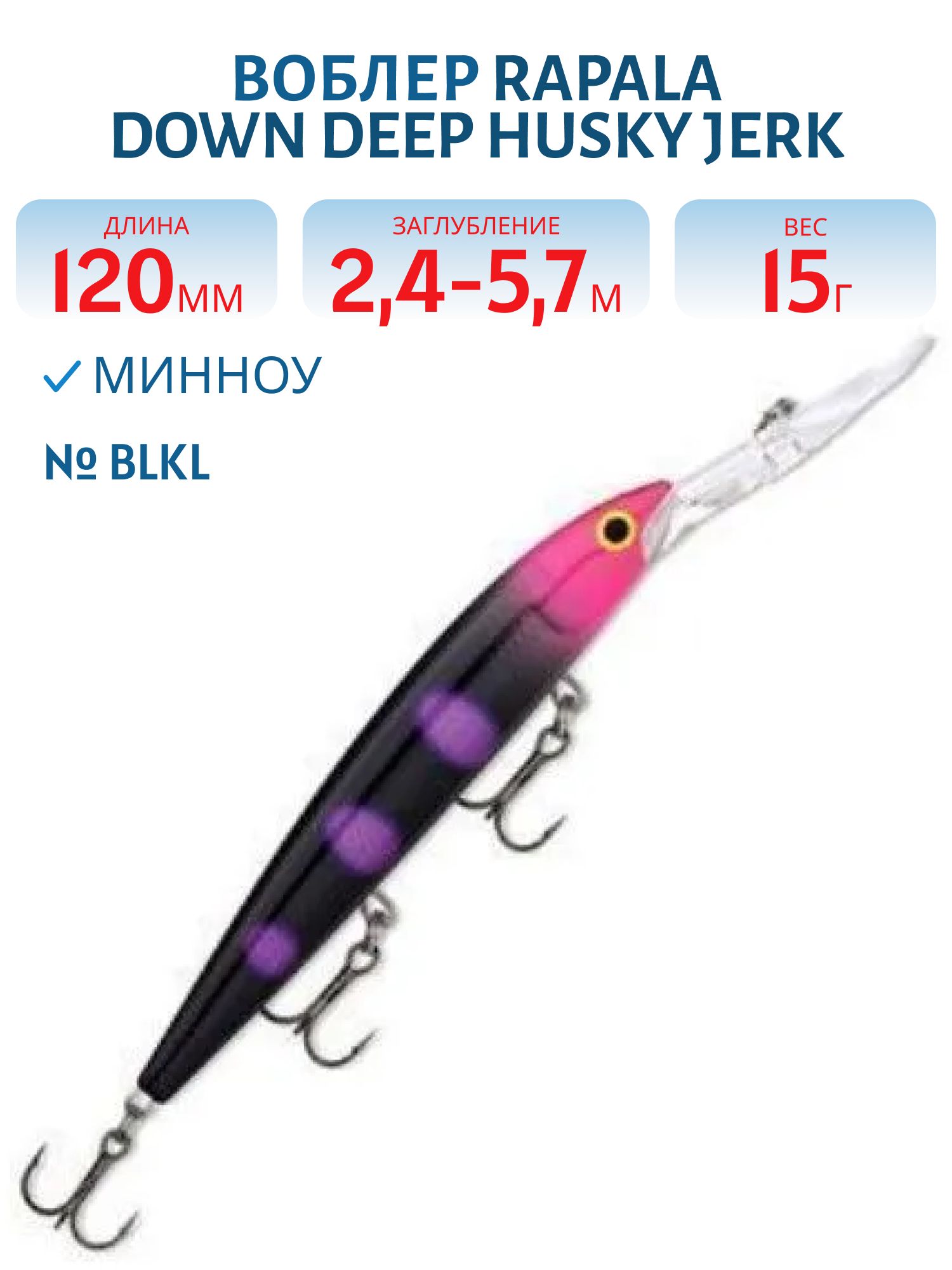 Воблер Rapala Down Deep Husky Jerk 12 /BLKL