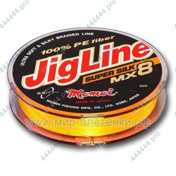 Шнур JigLine MX 8 Super Silk 0, 19 мм, 16 кг, 100 м оранжевый