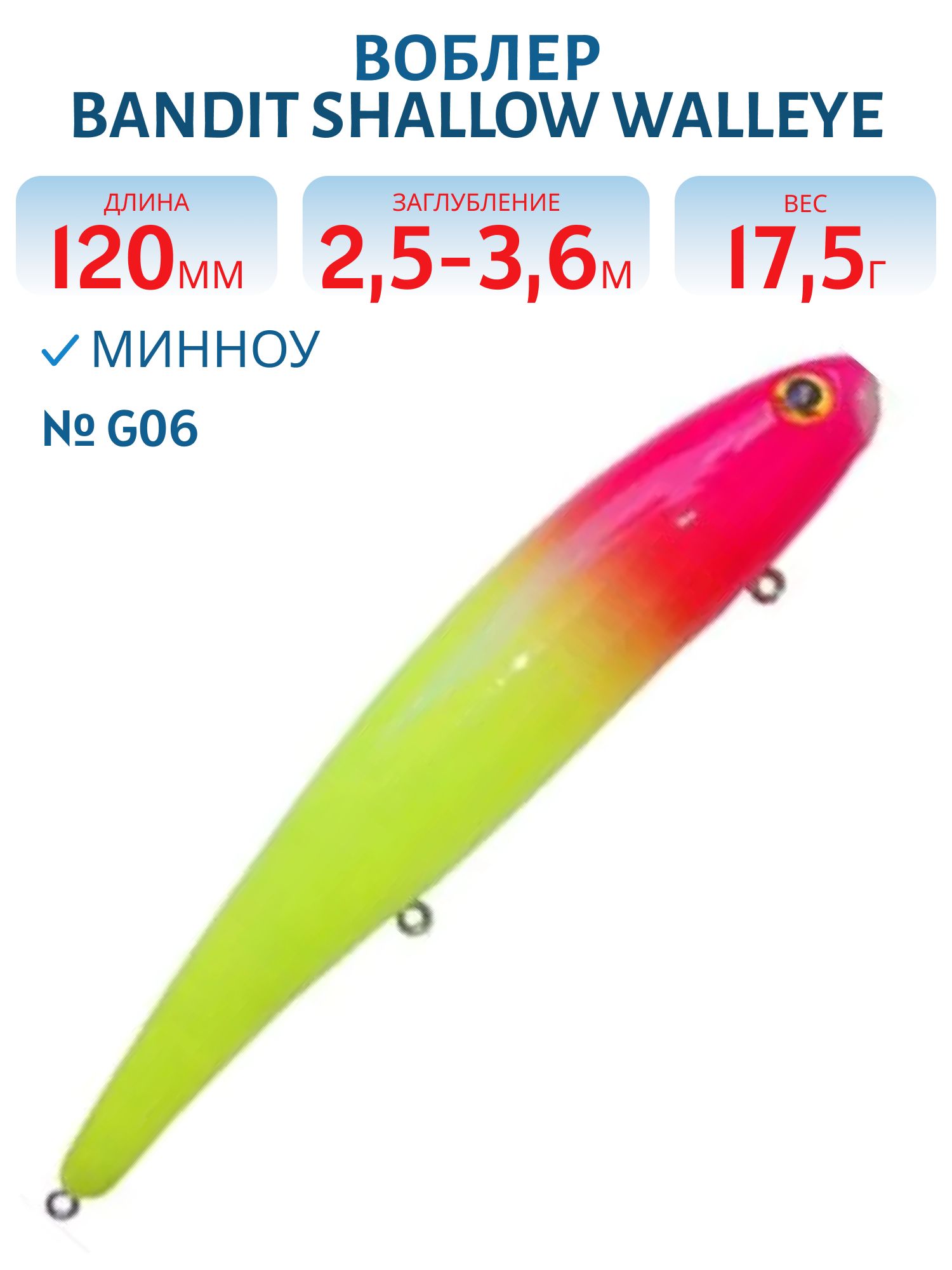 Воблер BANDIT SHALLOW WALLEYE G06