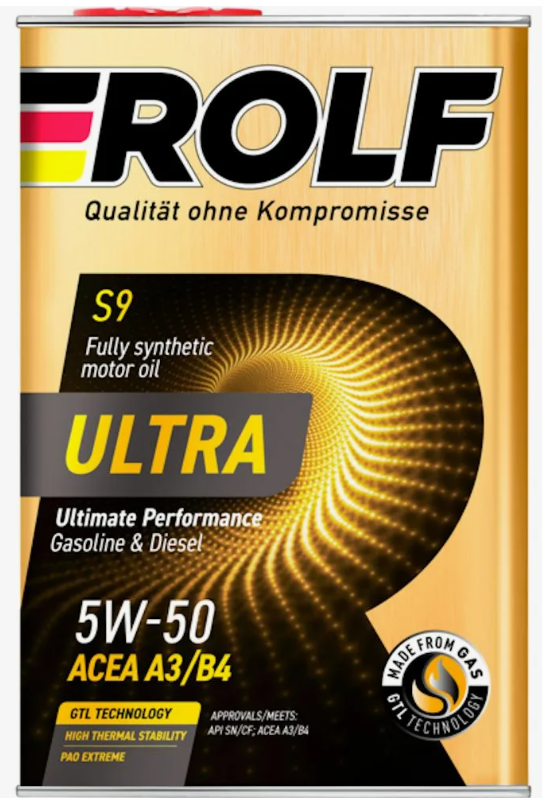 ROLF Ultra 5W50 A3/B4 SN/CF 4л синтетическое моторное масло