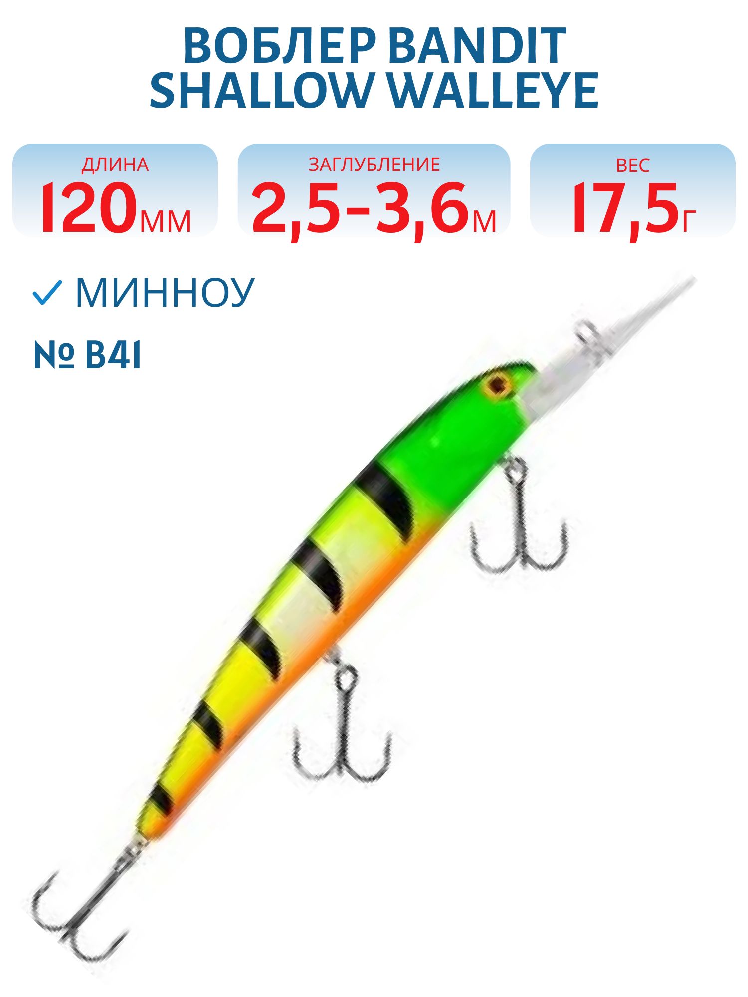 Воблер BANDIT SHALLOW WALLEYE B41