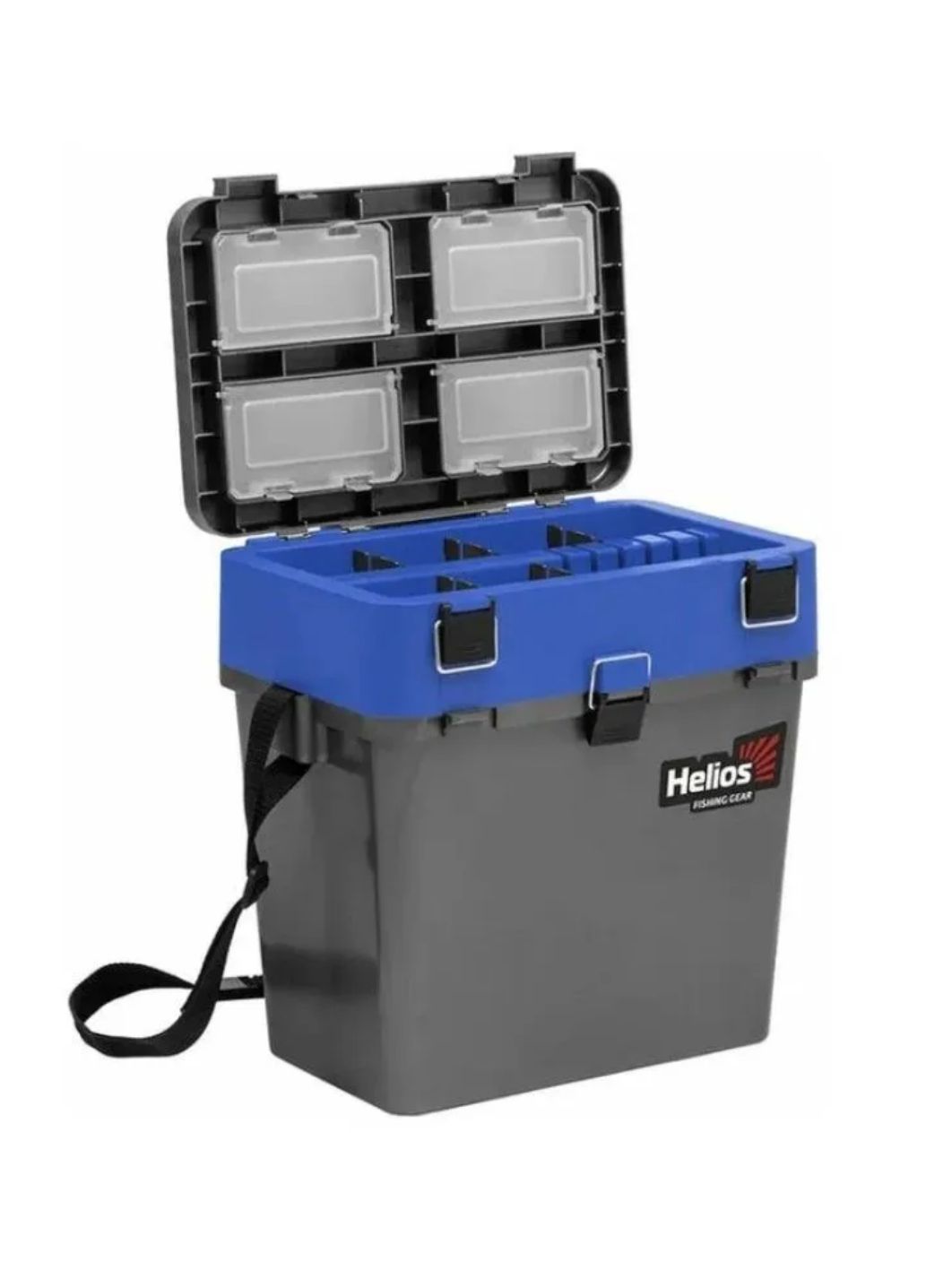 Ящик рыболовный зимний (19л) двухсекционный серый/синий Helios