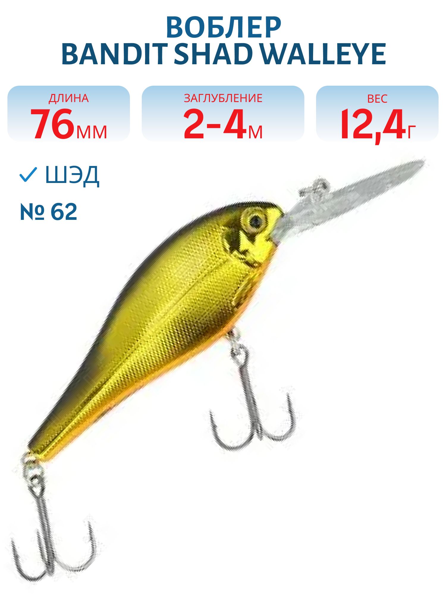 Воблер BANDIT SHAD WALLEYE 3 62