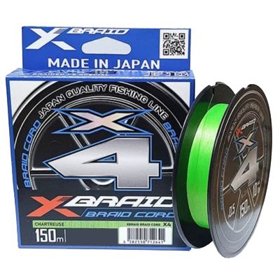 Шнур YGK X-Braid Braid Cord X4 150m Chartreuse #2.0,  0.235мм,  30lb,  13.5кг