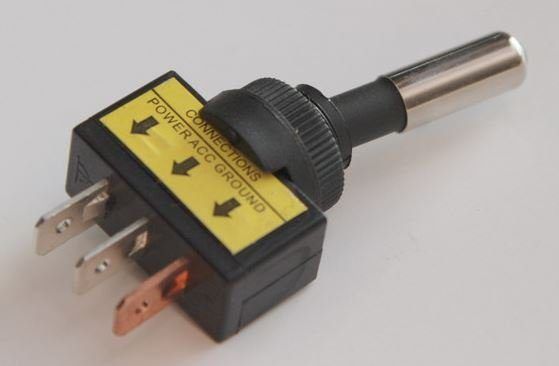 Выключатель тумблер ASW-15D (12V, 20A) зеленый (ручка хром)