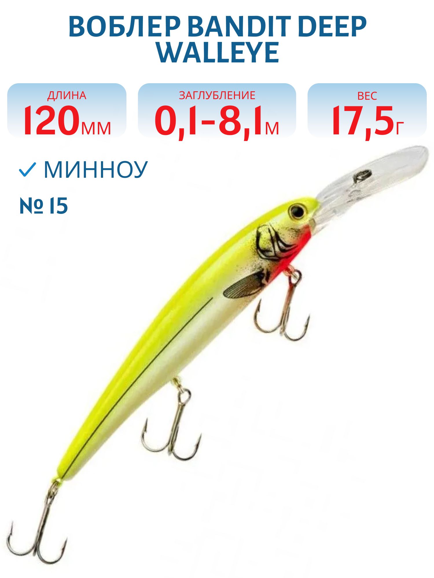 Воблер BANDIT DEEP WALLEYE 15
